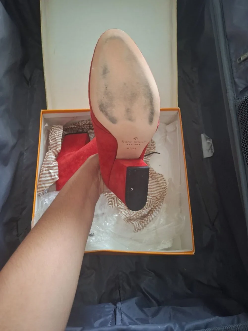 Kate Spade Roger 6.5 Red chunky heel bootie
